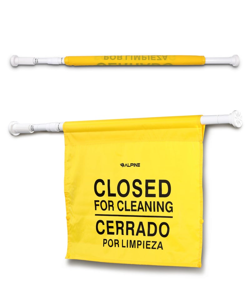 Alpine Restroom Closed for Cleaning Sign - Caution Door Barricade Signs, English & Spanish Yellow Safety Hanging Sign for Commercial Bathrooms Maintenance - Image 1